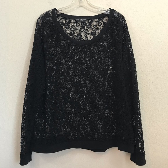 Dorothy Perkins Tops - Dorothy Perkins Black Lace Top Long Sleeve Sz 18